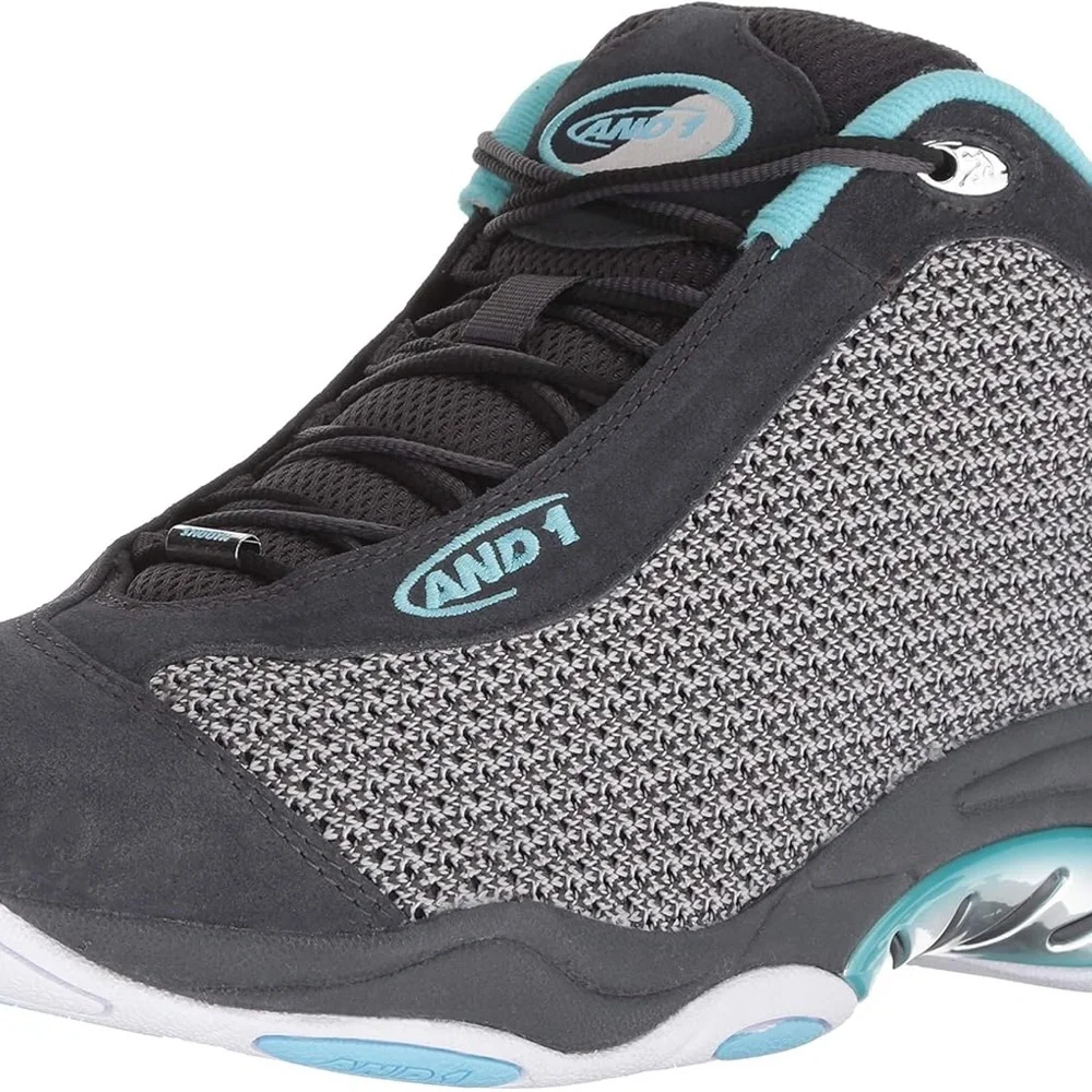SuperRareAND1 Tai Chi LX Mid Men's Navy Blue with Teal n White Basketball Shoes - Picture 1 of 8